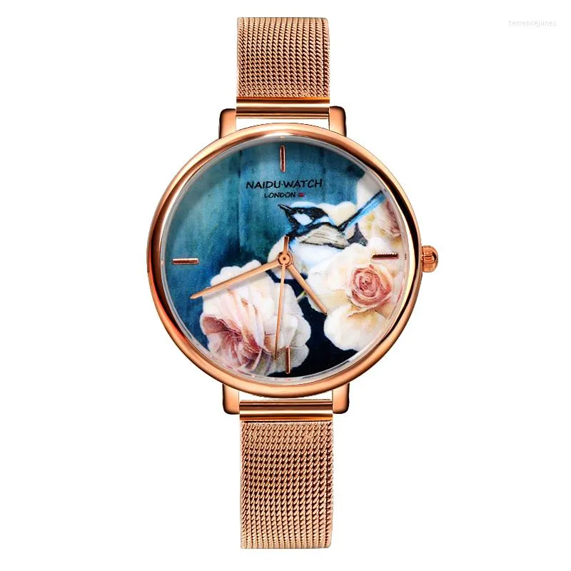 Wristwatches Montre Femme 2023 Mesh Belt Fashion Women Watch Rose Gold Bracelet Wrist Watches China Style Clock Relogio Feminino