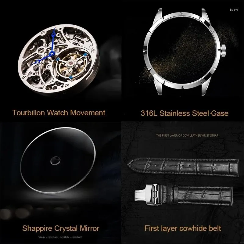 Wristwatches Aesop Automatic Watch For Men Chinese Style Horse Pattern Tourbillon Mechanical Success Implication Business Sapphire