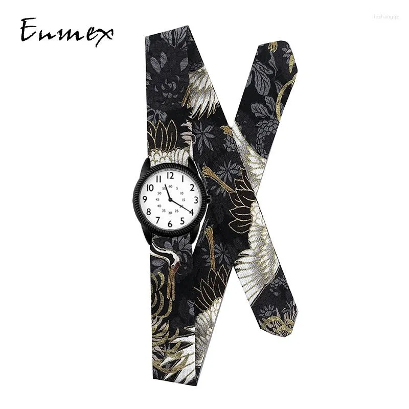 Wristwatches 2023 Enmex Ancient Stylish Wristwatch Brief Face COTTON STRAP Fashion Man Watch Dragons Chinese Clock Quartz