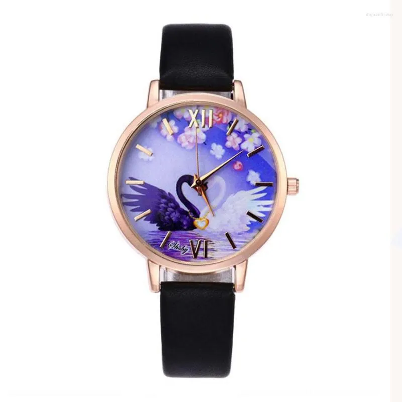 Wristwatches Shsby Brand Chinese Style Leather Strap WristWatch Fashion Rose Gold Ladies Quartz Watch Women Dress Watches Femme Casual