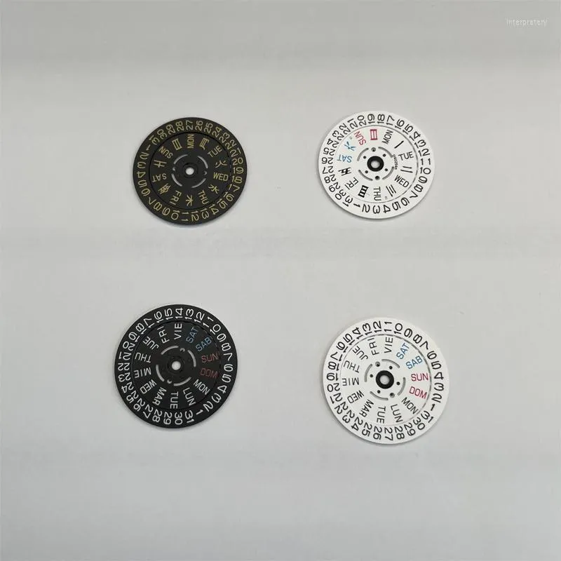 Watch Repair Kits White Black Datewheel Movement Dial Plate Crown At 3/3.8 Chinese English Version For NH36A Replacement Accessories