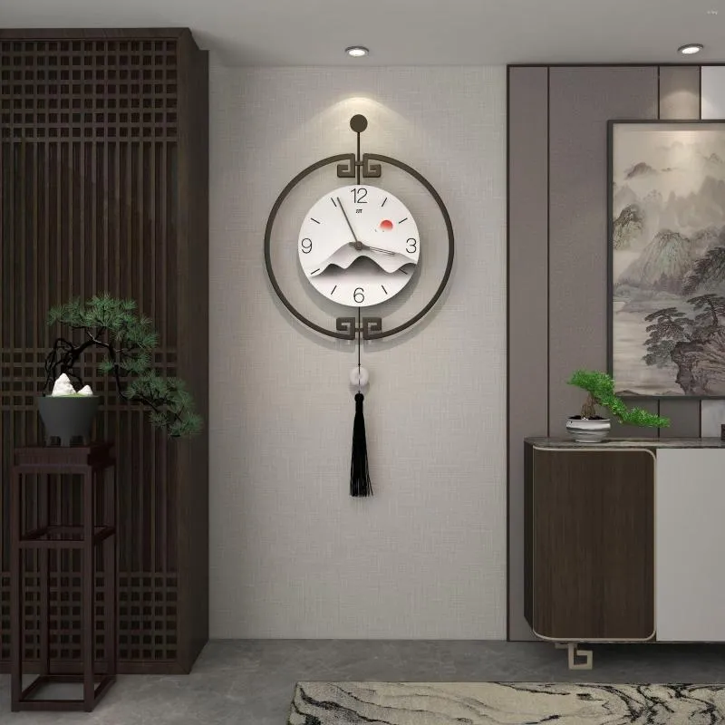 Wall Clocks Chinese Style Clock Fashion Simple Living Room Home Mute Decorative Hanging Quartz Watch