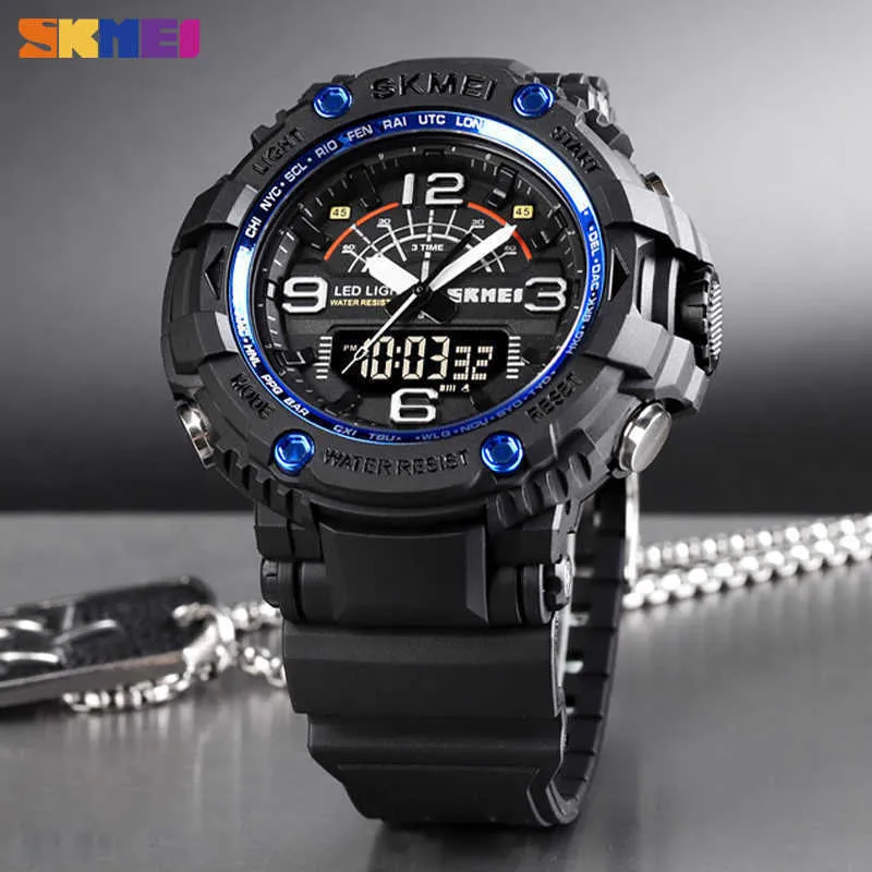 SKMEI 1617 Military 3 Times Watches Men Japan Chinese Movement Wristwatches Hour Shockproof Waterproof Large Dial Reloj Hombre