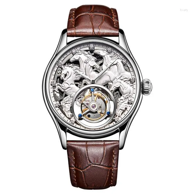 Wristwatches Aesop Automatic Watch For Men Chinese Style Horse Pattern Tourbillon Mechanical Success Implication Business Sapphire