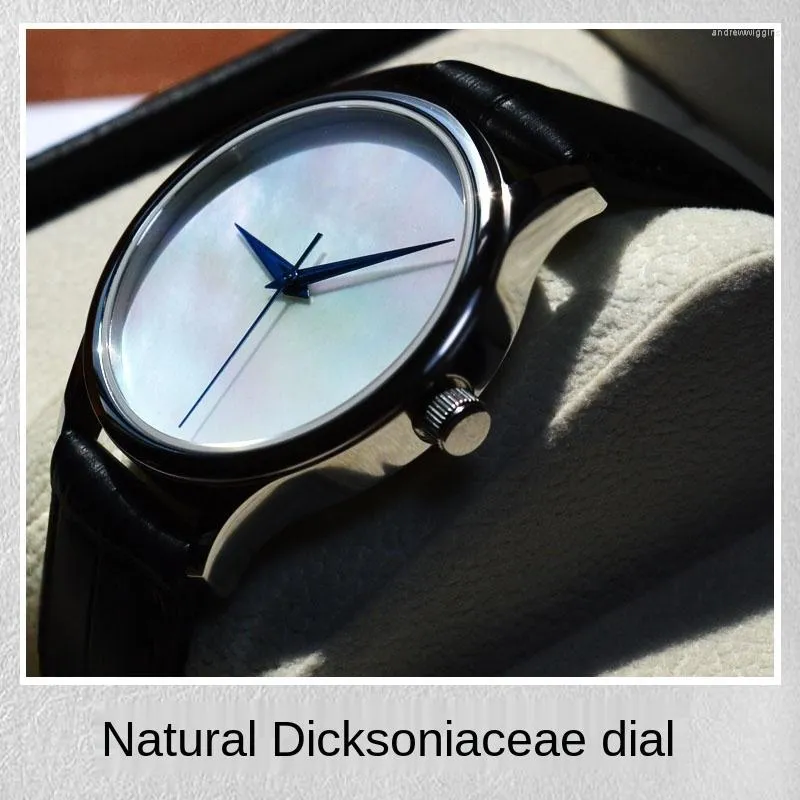 Wristwatches Top Men's Automatic Mechanical Watch St1812 Ultra-Thin Waterproof Natural Dicksoniaceae Dial China