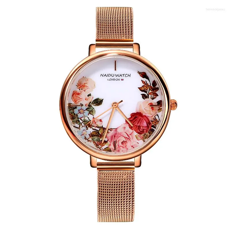 Wristwatches Montre Femme 2023 Mesh Belt Fashion Women Watch Rose Gold Bracelet Wrist Watches China Style Clock Relogio Feminino