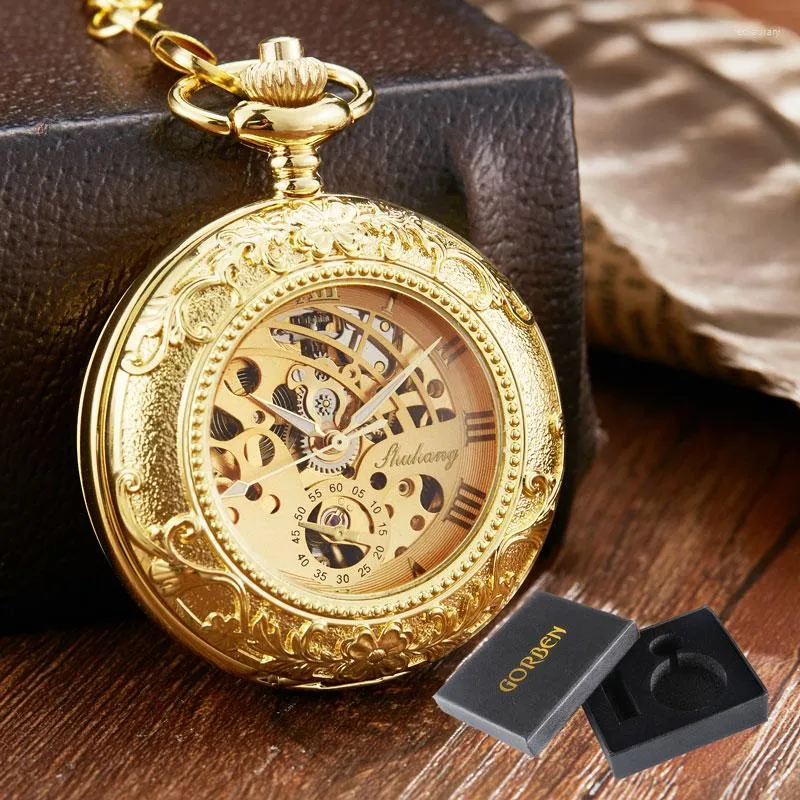 Pocket Watches Luxury Sliver Steampunk Skeleton Chinese Flying Dragon Mechanical Watch Chain Pendant Hand Wind Men Fob