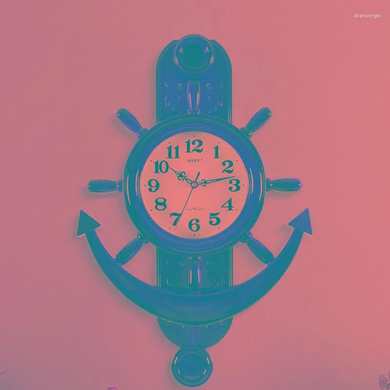 Wall Clocks Chinese Style Ship Rudder Clock Living Room Home Fashion Creative Table European Helmsman Watch