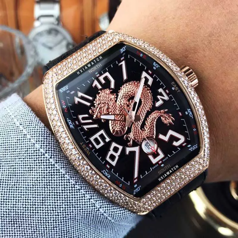 Luxury milles China-Chic Wine Barrel Diamond Series Fully Automatic Mechanical Fashion Trend Super Large Dial Baita China Dragon Watch Male ayw J9T0 9Z93