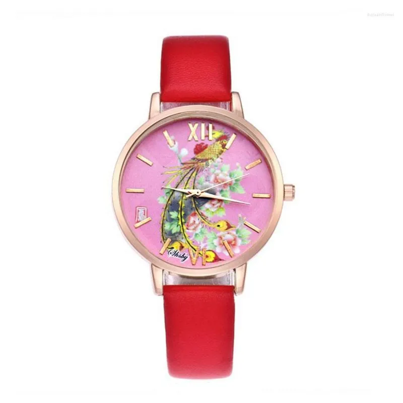 Wristwatches Shsby Brand Chinese Style Leather Strap WristWatch Fashion Rose Gold Ladies Quartz Watch Women Dress Watches Femme Casual