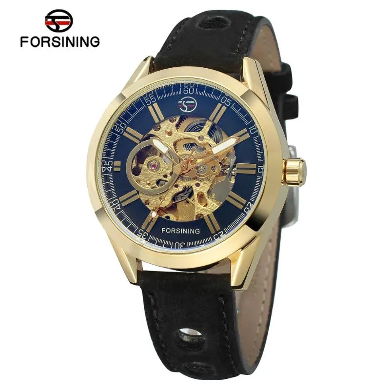 Wristwatches China Manufacturer Forsining Top Selling Men Watch Automatic Genuine Leather Strap Wrist Watches Nubuck