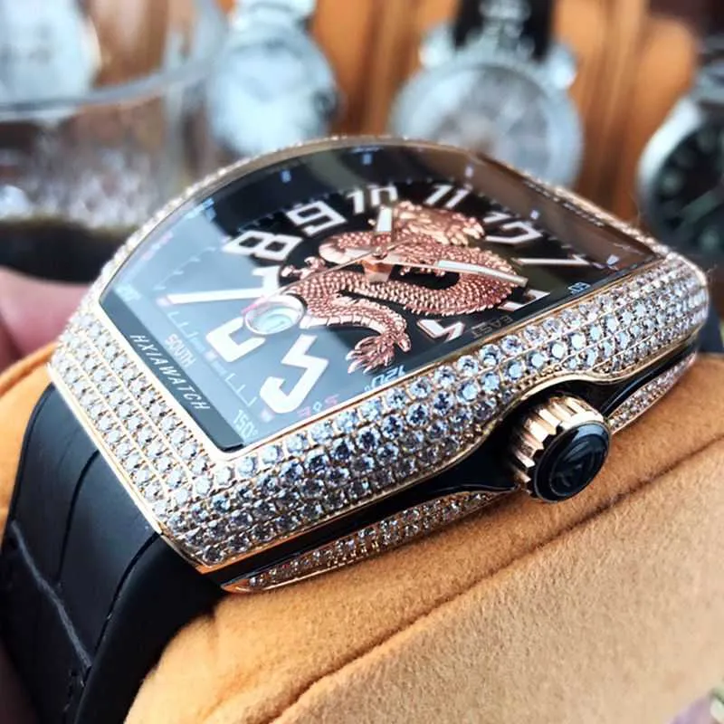 Luxury milles China-Chic Wine Barrel Diamond Series Fully Automatic Mechanical Fashion Trend Super Large Dial Baita China Dragon Watch Male ayw J9T0 9Z93