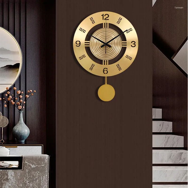 Wall Clocks Luxury Gold Clock Living Room Decoration Metal Watches Home Decor Pure Copper Creative Chinese Style Mind Gift