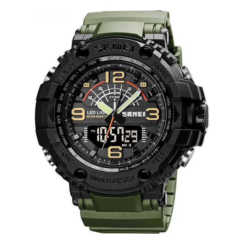 SKMEI 1617 Military 3 Times Watches Men Japan Chinese Movement Wristwatches Hour Shockproof Waterproof Large Dial Reloj Hombre