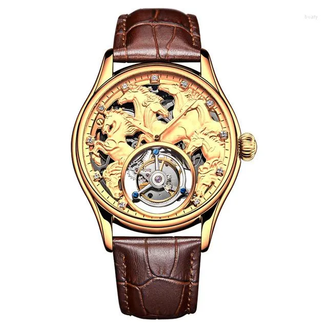 Wristwatches Aesop Automatic Watch For Men Chinese Style Horse Pattern Tourbillon Mechanical Success Implication Business Sapphire