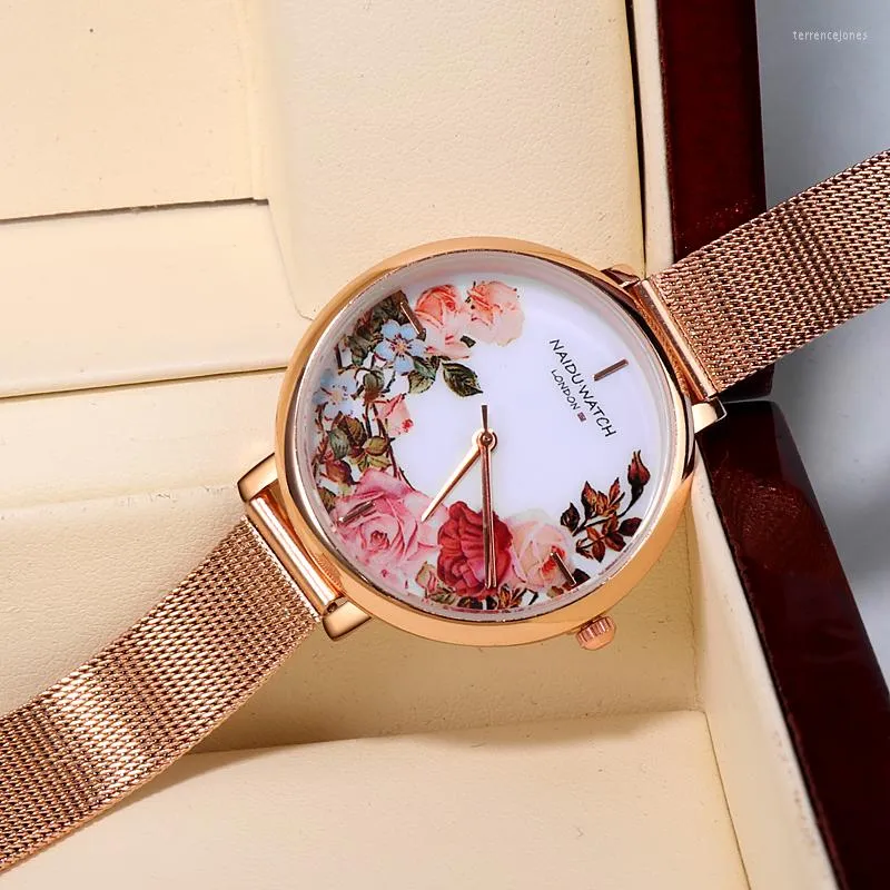 Wristwatches Montre Femme 2023 Mesh Belt Fashion Women Watch Rose Gold Bracelet Wrist Watches China Style Clock Relogio Feminino