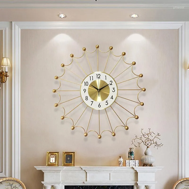 Wall Clocks Light Luxury Metal Living Room Bedroom Clock Chinese Study Decoration Creative Watch