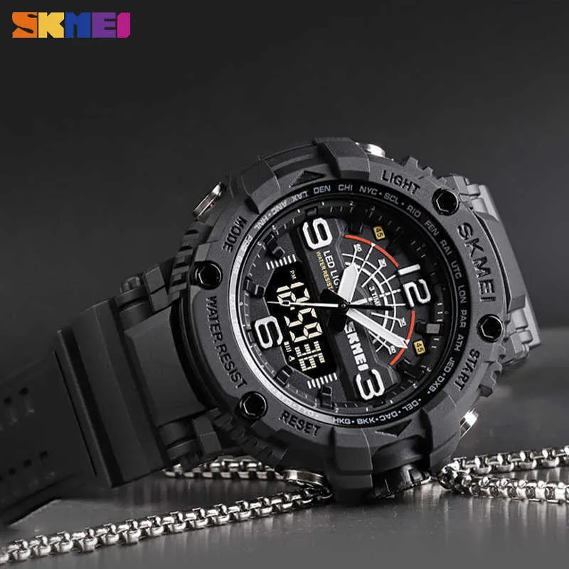 SKMEI 1617 Military 3 Times Watches Men Japan Chinese Movement Wristwatches Hour Shockproof Waterproof Large Dial Reloj Hombre