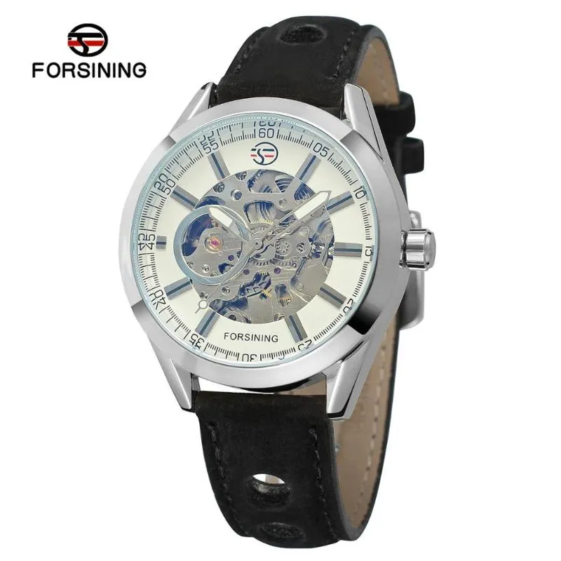 Wristwatches China Manufacturer Forsining Top Selling Men Watch Automatic Genuine Leather Strap Wrist Watches Nubuck