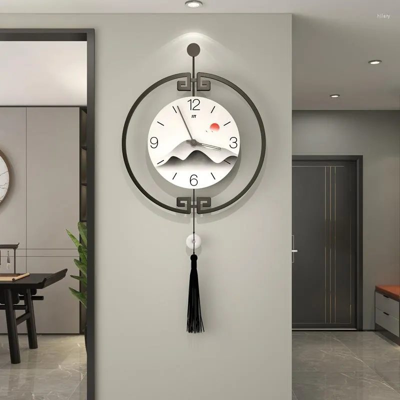 Wall Clocks Chinese Style Clock Fashion Simple Living Room Home Mute Decorative Hanging Quartz Watch