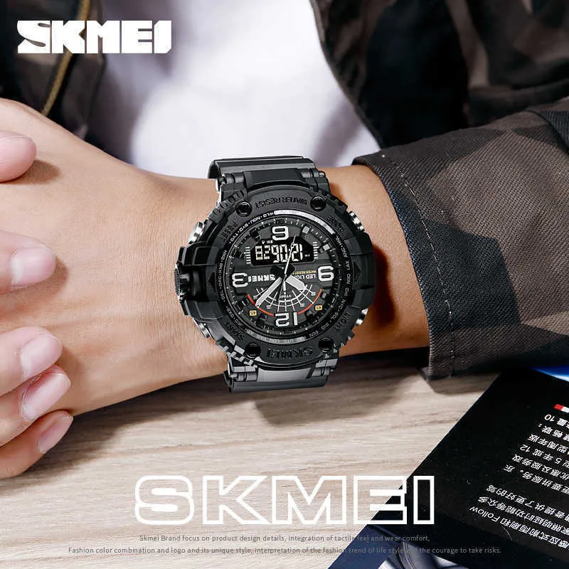 SKMEI 1617 Military 3 Times Watches Men Japan Chinese Movement Wristwatches Hour Shockproof Waterproof Large Dial Reloj Hombre