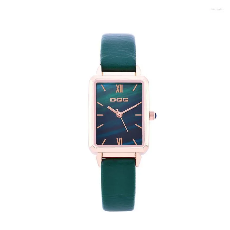 Wristwatches Fashion Rectangle Watches For Women China DQG Ladies Watch Leather Roman Scale Student Clock Quaint