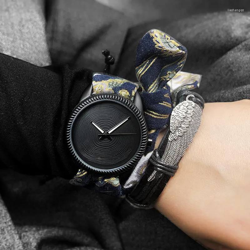 Wristwatches 2023 Enmex Ancient Stylish Wristwatch Brief Face COTTON STRAP Fashion Man Watch Dragons Chinese Clock Quartz