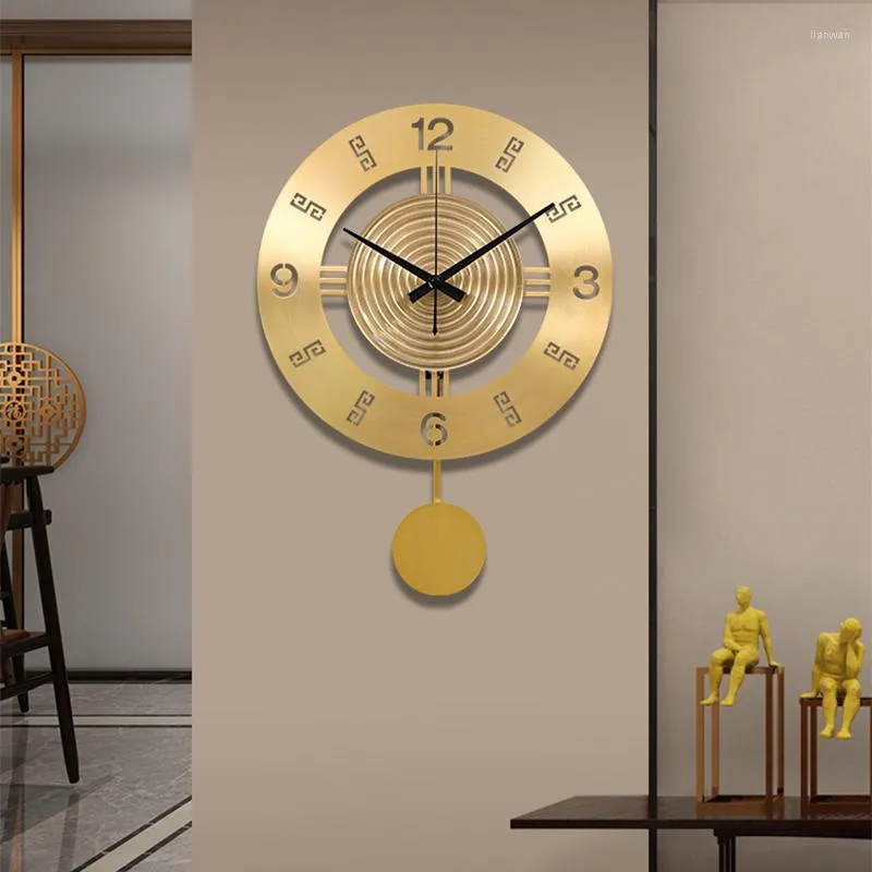 Wall Clocks Luxury Gold Clock Living Room Decoration Metal Watches Home Decor Pure Copper Creative Chinese Style Mind Gift