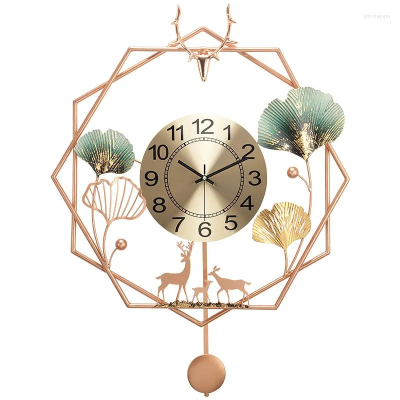 Wall Clocks Chinese Style Living Room Fashion Creative Art Clock Light Luxury Decorative Household Atmospheric Watch Silent