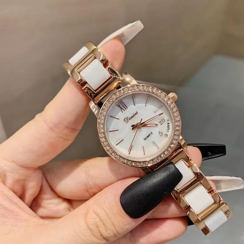 Wristwatches Shining Crystals Women Elegant Ceramic Watches Waterproof Bracelets China Chic 520 LOVE Gifts Wrist Watch Quartz Relojes