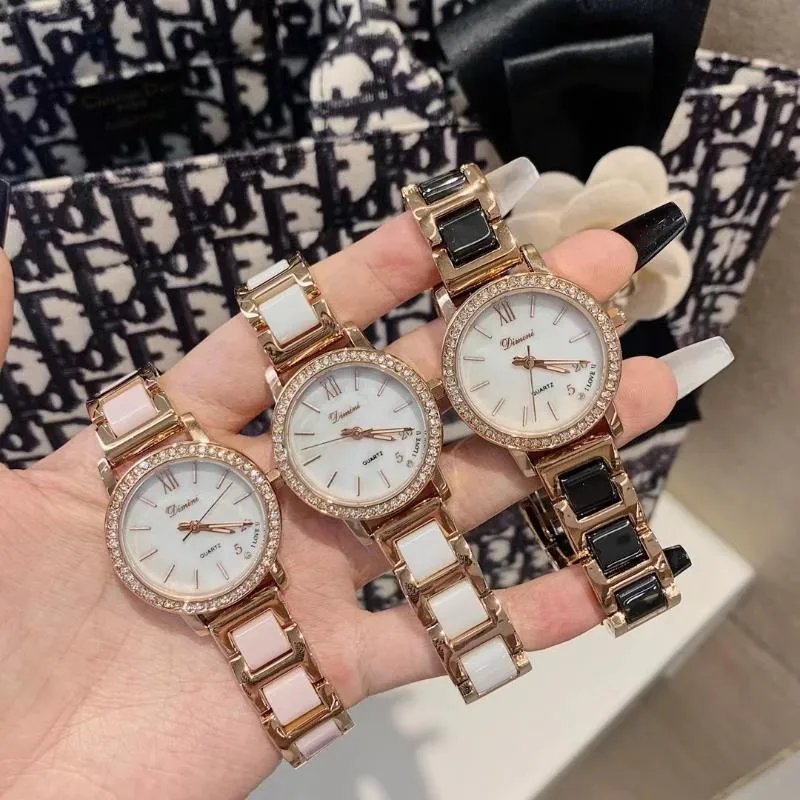 Wristwatches Shining Crystals Women Elegant Ceramic Watches Waterproof Bracelets China Chic 520 LOVE Gifts Wrist Watch Quartz Relojes