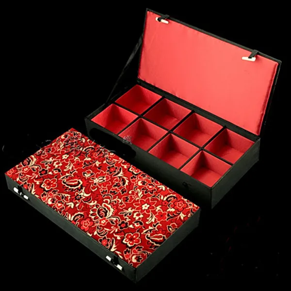 Luxury 8 Grid Slot Watch Collection Box Decoration Chinese Wood Jewelry Storage Box Chinese Silk Brocade Bracelet Box High End Gift Packagin