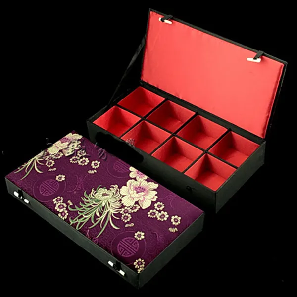 Luxury 8 Grid Slot Watch Collection Box Decoration Chinese Wood Jewelry Storage Box Chinese Silk Brocade Bracelet Box High End Gift Packagin