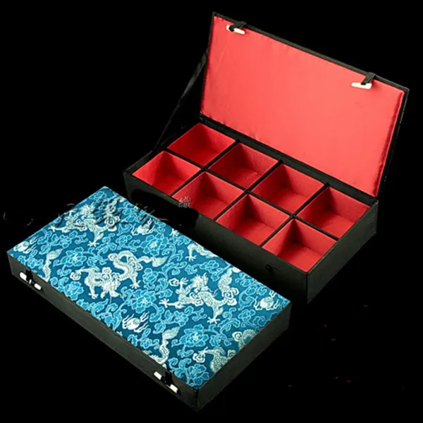 Luxury 8 Grid Slot Watch Collection Box Decoration Chinese Wood Jewelry Storage Box Chinese Silk Brocade Bracelet Box High End Gift Packagin