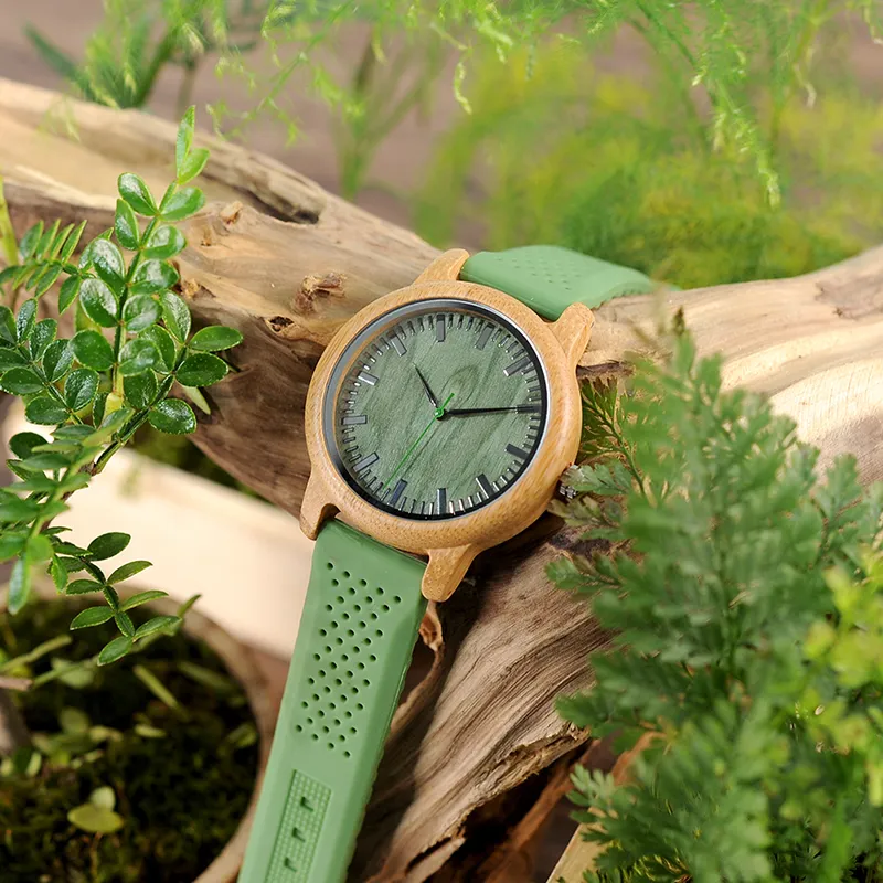 Original China WT Bamboo Wood Watches Men Quartz Male Silicon Wristwatches OEM erkek kol saati