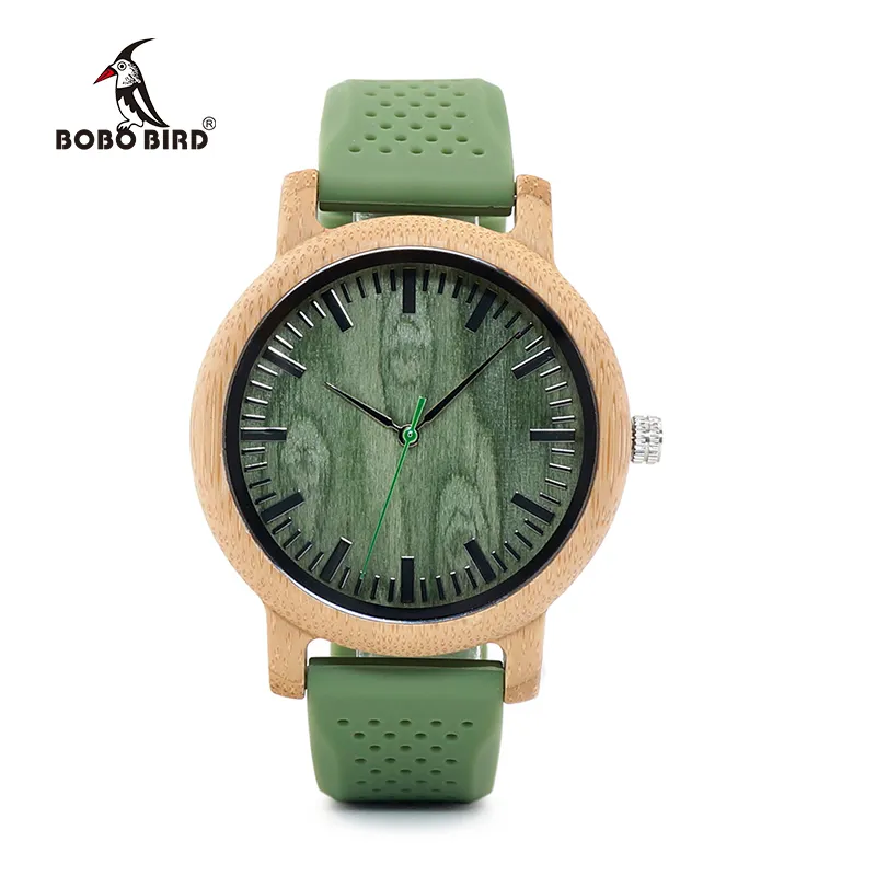 Original China WT Bamboo Wood Watches Men Quartz Male Silicon Wristwatches OEM erkek kol saati