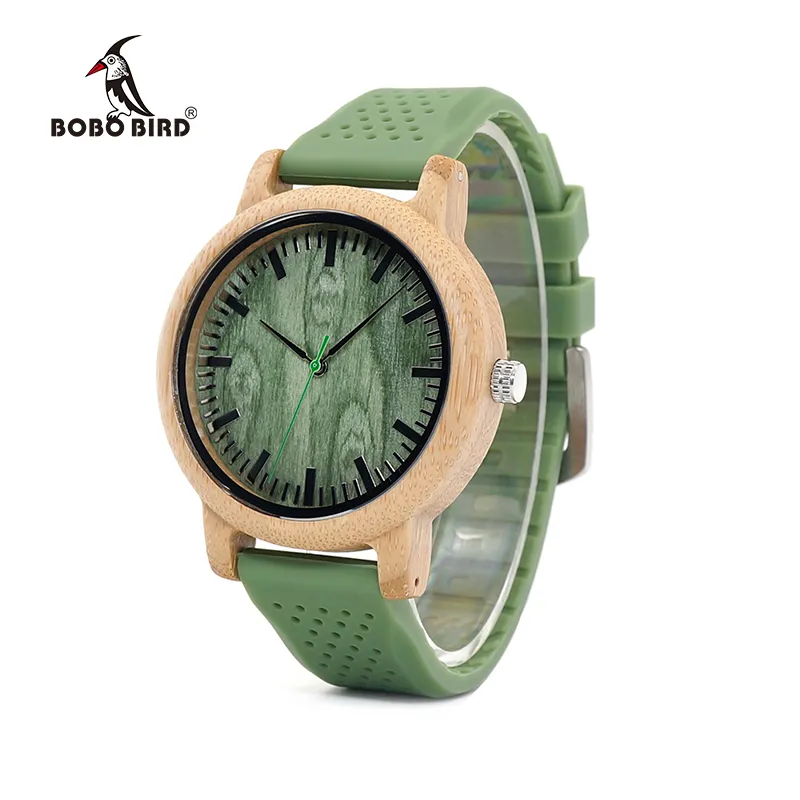 Original China WT Bamboo Wood Watches Men Quartz Male Silicon Wristwatches OEM erkek kol saati