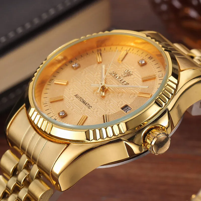 Gold Calendar Full Stainless Steel Series Automatic Mens Watches Sports Clock Top Chinese Mechanical Wrist Watch