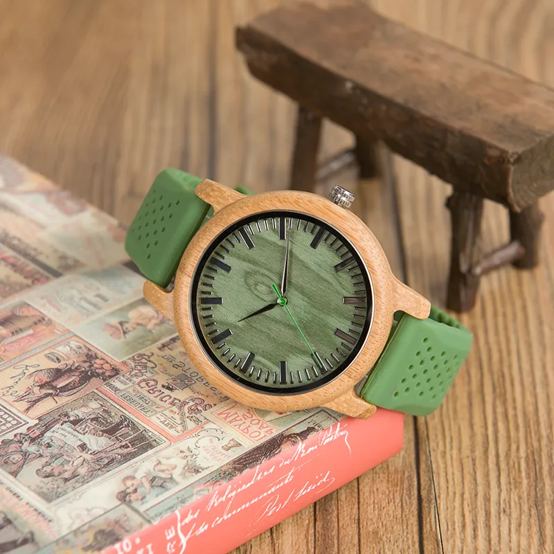 Original China WT Bamboo Wood Watches Men Quartz Male Silicon Wristwatches OEM erkek kol saati