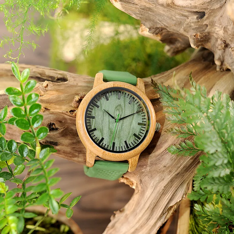 Original China WT Bamboo Wood Watches Men Quartz Male Silicon Wristwatches OEM erkek kol saati