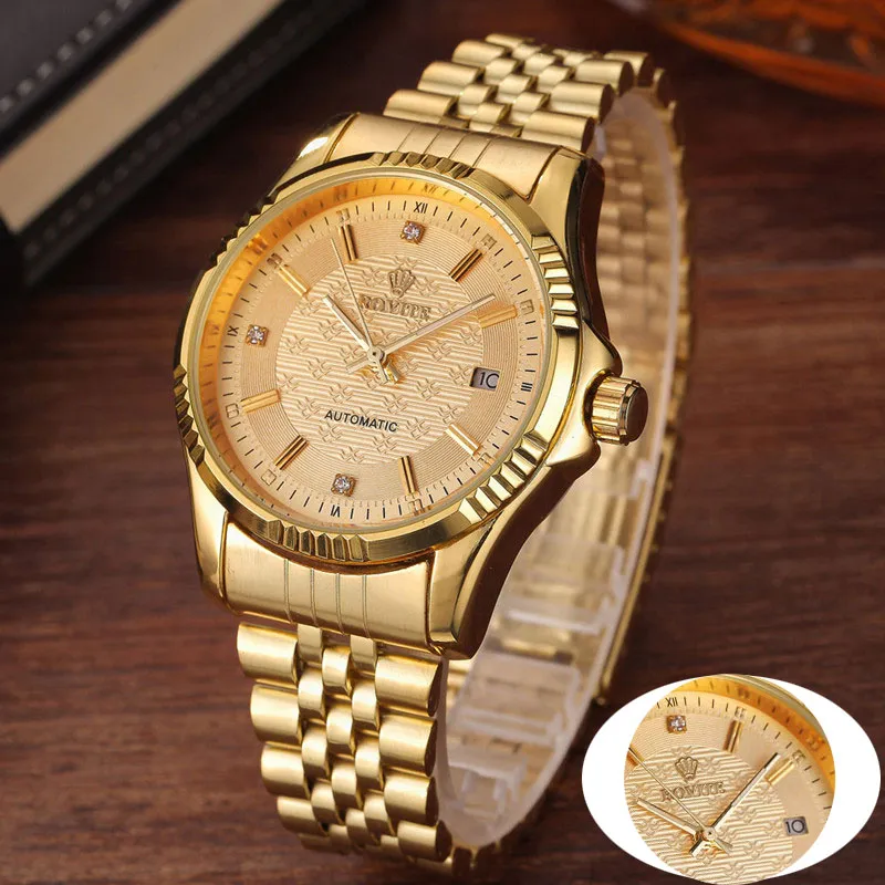 Gold Calendar Full Stainless Steel Series Automatic Mens Watches Sports Clock Top Chinese Mechanical Wrist Watch