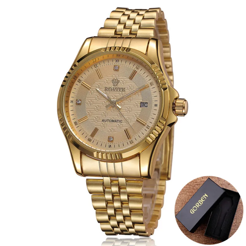 Gold Calendar Full Stainless Steel Series Automatic Mens Watches Sports Clock Top Chinese Mechanical Wrist Watch