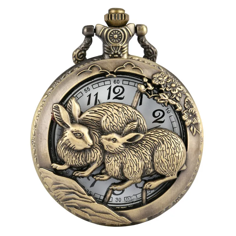 Chinese Zodiac Pocket Watch: Antique 3D Vintage Style for Men & Women - Quartz Analog Display with Sweater Chain Necklace