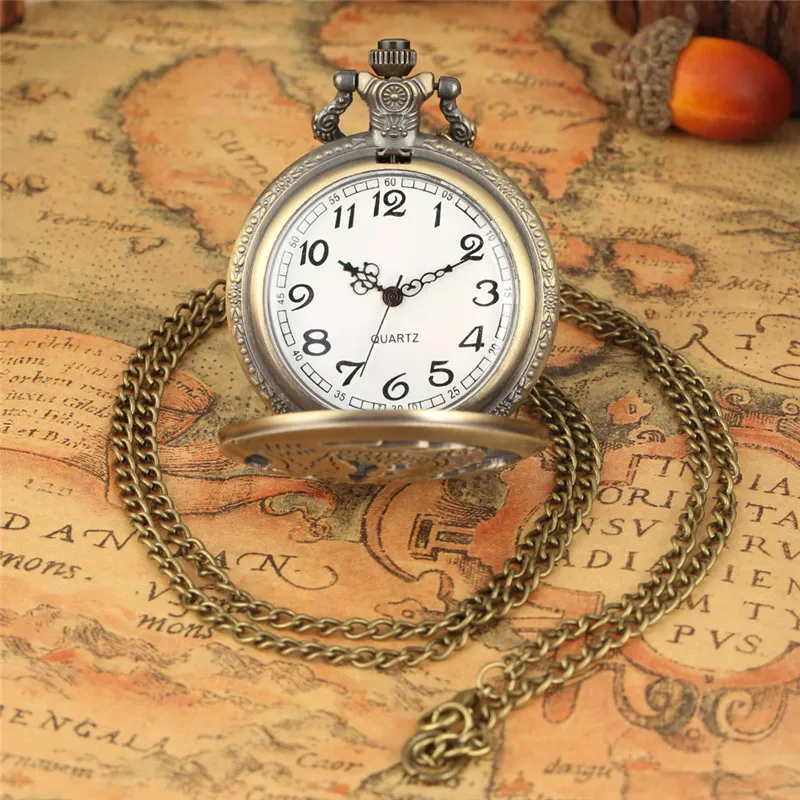 Zodiac Dragon Pocket Watch: Vintage China Style, Analog Quartz with Chain Necklace. Perfect Birthday Gift for Men and Women.