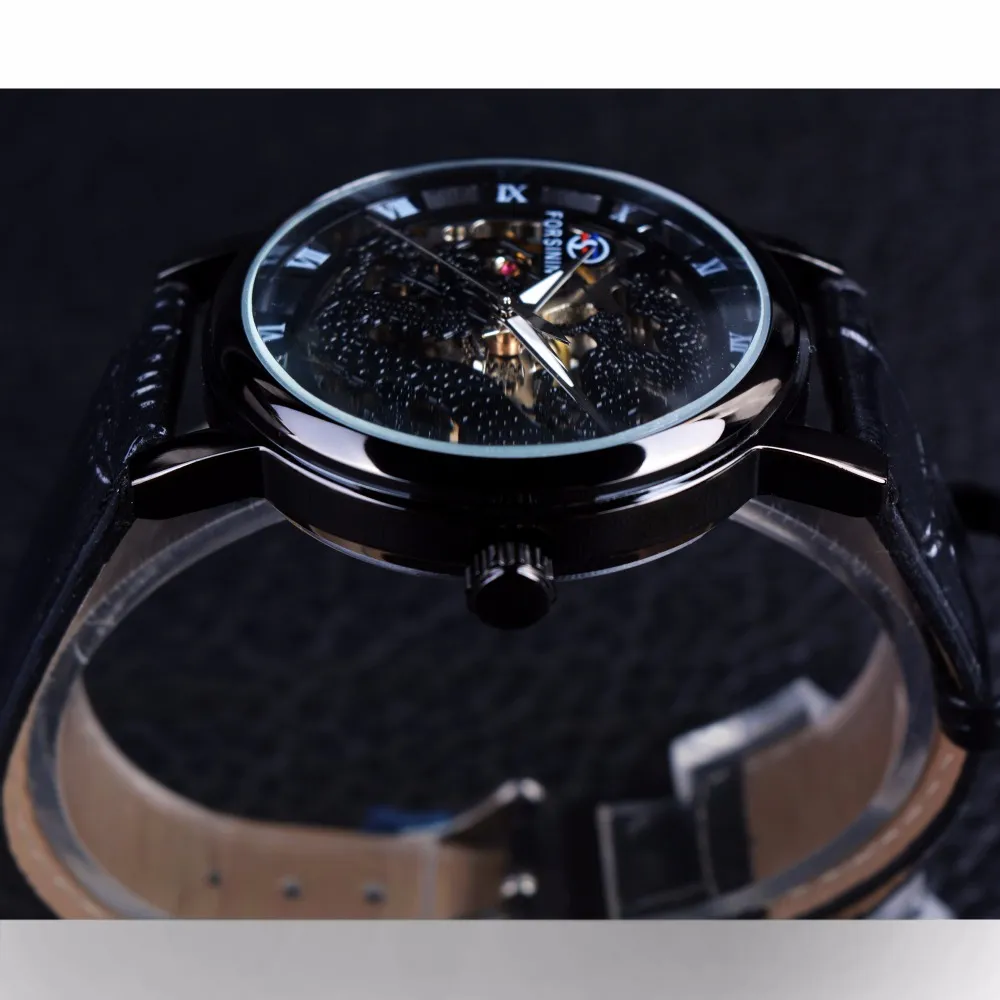 Forsining Chinese Simple Design Transparent Case Mens Watches Top Brand Luxury Skeleton Watch Sport Mechanical Watch Male Clock2725