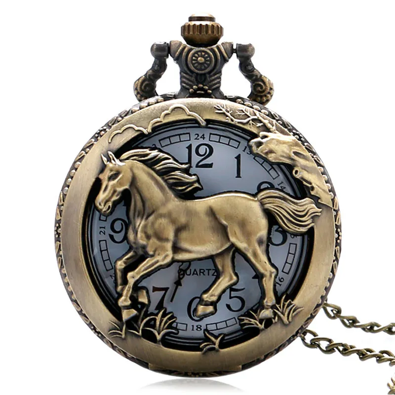 Chinese Zodiac Pocket Watch: Antique 3D Vintage Style for Men & Women - Quartz Analog Display with Sweater Chain Necklace