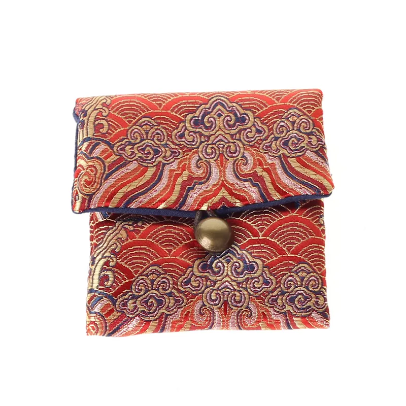 Thicken Vintage Small Travel Jewelry Bag Chinese Silk brocade Pouch Portable Pocket Watch Pouch Cotton filled Storage Bag