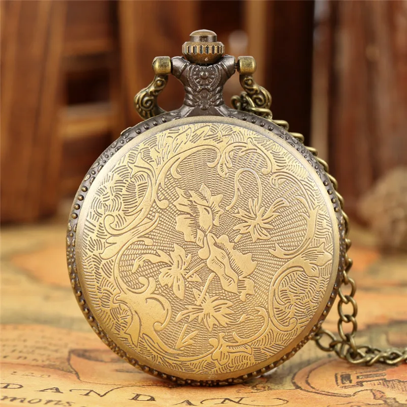 Zodiac Dragon Pocket Watch: Vintage China Style, Analog Quartz with Chain Necklace. Perfect Birthday Gift for Men and Women.