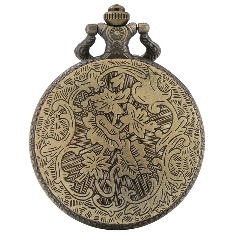 Chinese Dragon Quartz Pocket Watch with Necklace Chain - Vintage Bronze Design for Timeless Style