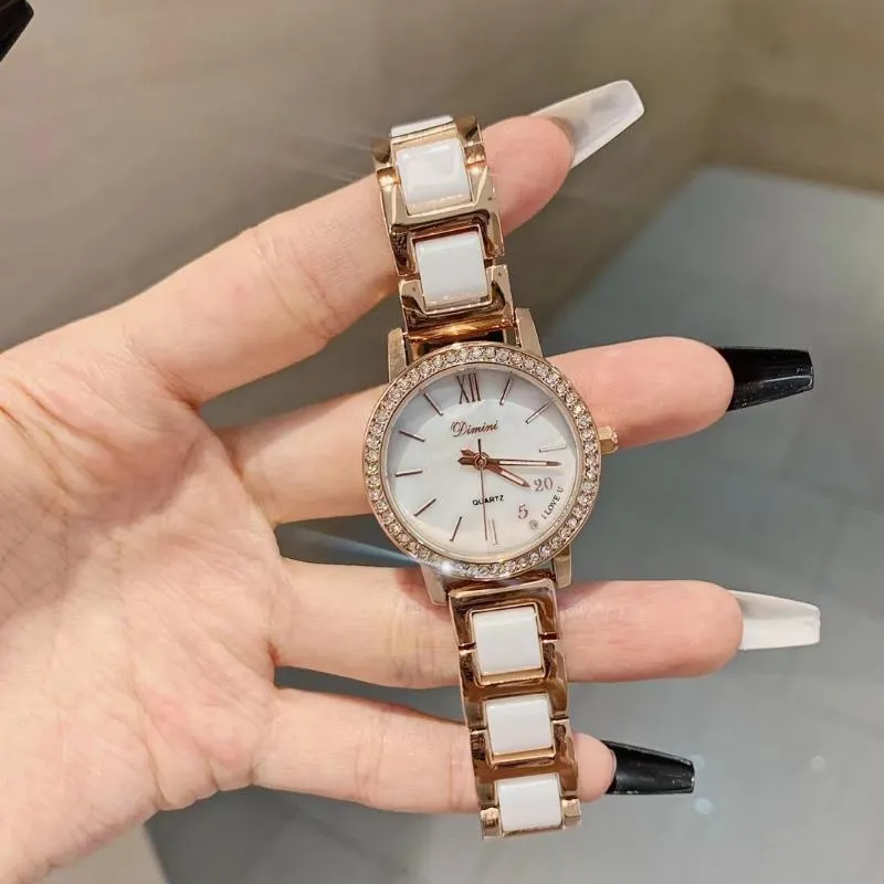 Wristwatches Shining Crystals Women Elegant Ceramic Watches Waterproof Bracelets China Chic 520 LOVE Gifts Wrist Watch Quartz Relojes